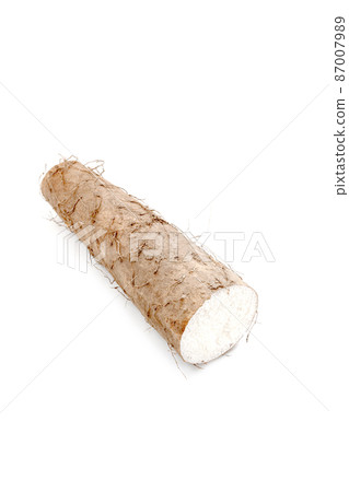 Freshly picked long potatoes with mud [white background] 87007989