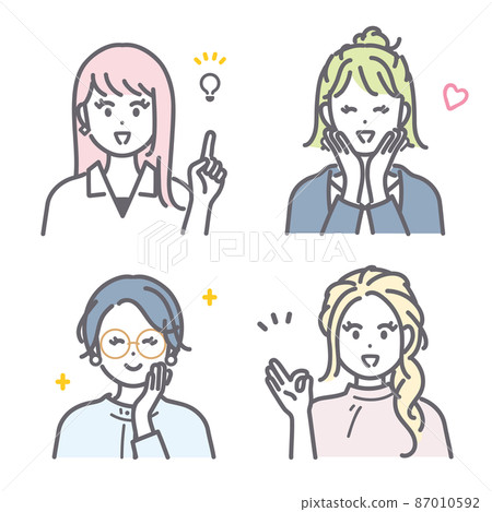 年輕女性圖標插圖素材的正面形象 87010592