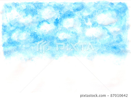 Illustration of blue sky and clouds drawn with watercolors Simple copy space Illustration of blue sky and clouds drawn with watercolors Simple copy space 87010642