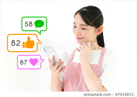 How nice! Image of a woman who is pleased with How nice! Image of a woman who is pleased with 87010653
