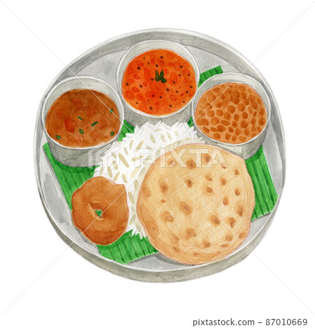 Nepalese curry watercolor illustration 87010669