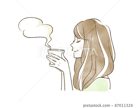 熱飲和微笑的女人 熱飲和微笑的女人 87011328