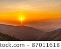 Beautiful colors on the mountain in the evening.8 87011618