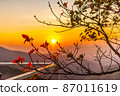 Beautiful colors on the mountain in the evening.9 87011619