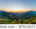 Beautiful colors on the mountain in the evening.13 87011623