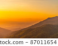 Beautiful colors on the mountain in the evening.4 87011654
