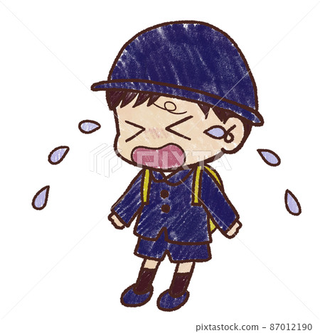 一個男孩因為討厭去幼兒園而哭泣的插圖（托兒所） 87012190