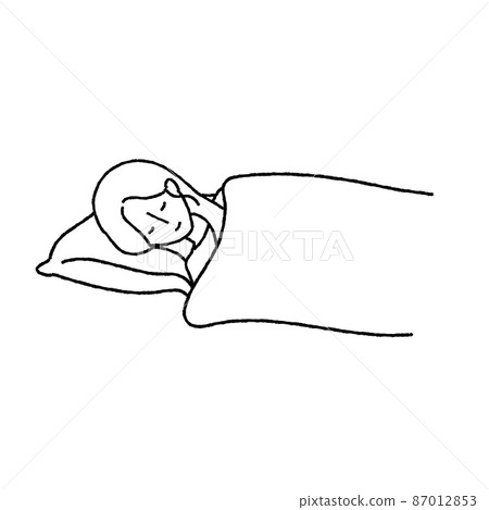Illustration of a woman sleeping in a bed 87012853