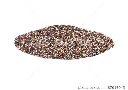 Heap of chia seeds on white background Heap of chia seeds on white background 87012945