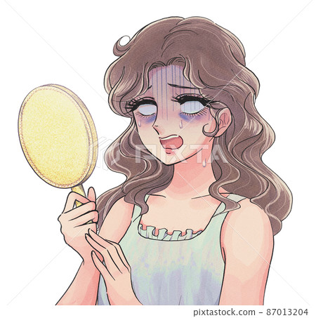 被藍熊震驚的複古女孩卡通風格女人 87013204