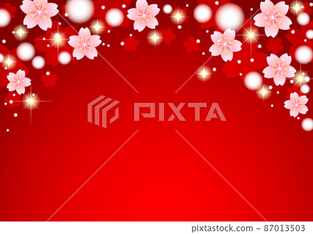 紅色櫻花閃爍蓬鬆背景 2 87013503