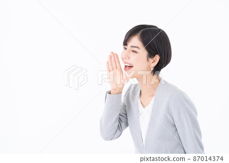 Young business woman with a white background 87014374