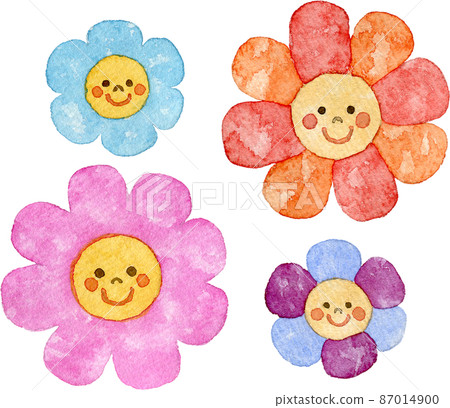 Colorful flower illustration (with face / character) Colorful flower illustration (with face / character) 87014900