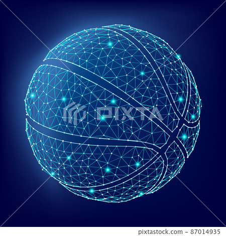 Basketball ball consisting of 3D triangles, lines, points and links. Vector illustration of EPS 10. 87014935