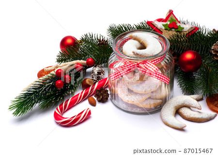 Can full of of traditional Vanillekipferl vanilla kipferl cookies 87015467