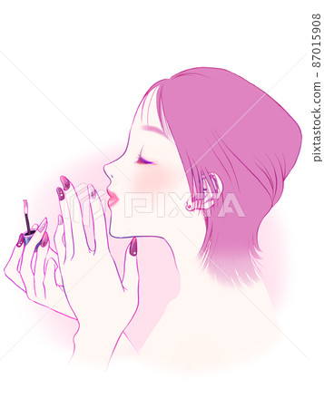 Cosmetology simple illustration (semi-short profile woman who dries nails) Cosmetology simple illustration (semi-short profile woman who dries nails) 87015908