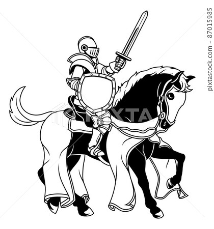 Knight in Armour Warrior On Horse Medieval Joust 87015985