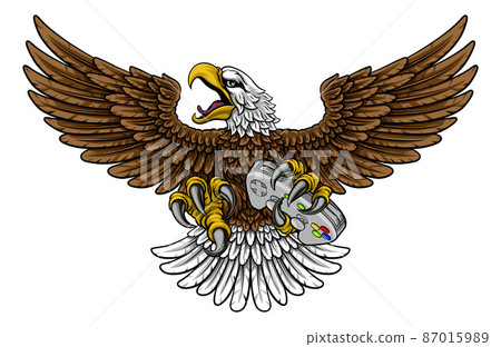 Bald Eagle Hawk Gamer Video Game Controller Mascot Bald Eagle Hawk Gamer Video Game Controller Mascot 87015989