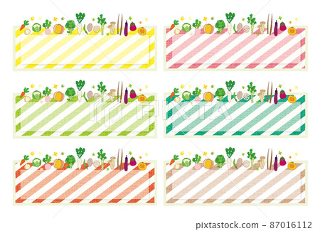 Vegetable text frame Striped color set 87016112