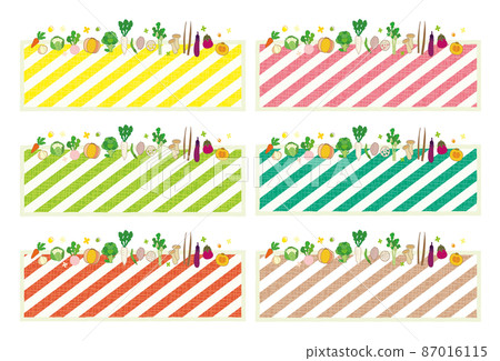 Vegetable text frame Striped color set 87016115