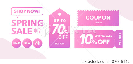 Vector design set for spring sale coupons (10%, 70%) 87016142
