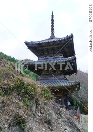 [瀨戶內33觀音聖地]第10號國家重要文化財產福勝寺三塔初冬風景1岡山縣備前市 87018198