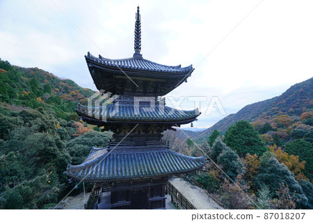 [瀨戶內33觀音聖地]第10號國家重要文化財產福勝寺三寶塔初冬風景6岡山縣備前市 87018207