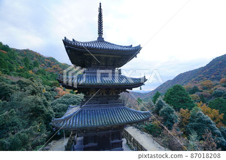 [瀨戶內33觀音聖地]第10號國家重要文化財產福勝寺三寶塔初冬風景7岡山縣備前市 87018208
