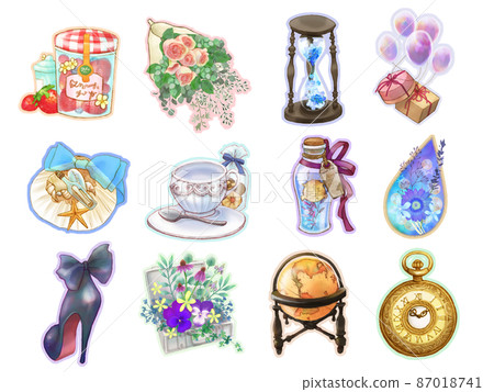 Various fashionable miscellaneous goods icon set (white background) 87018741