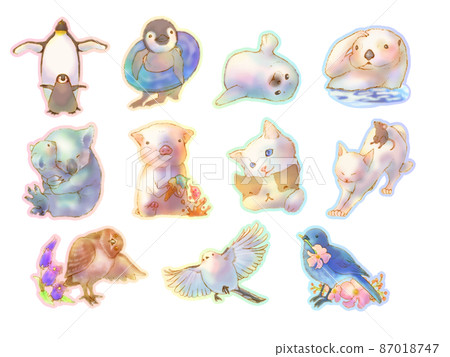 可愛的童話動物圖標集 2（白色背景） 87018747