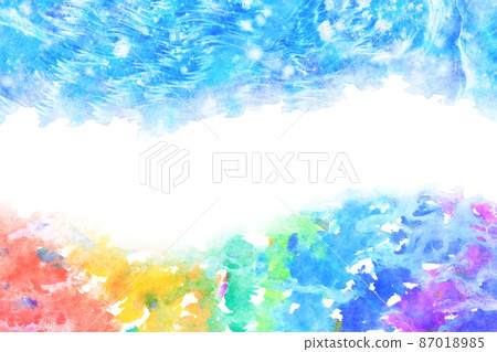 天空藍色彩虹水彩矢量背景 87018985
