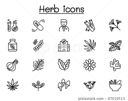 Herb icons set in thin line style - Stock Illustration [87019513] - PIXTA