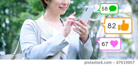 How nice! Image of a female office worker who is pleased with 87019807