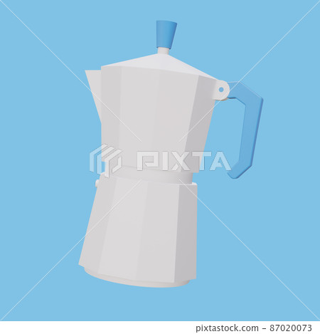 White coffee maker isolated on blue background. 3D render. White coffee maker isolated on blue background. 3D render. 87020073
