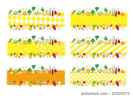 蔬菜和蔬菜文本框架集黃色 87020573