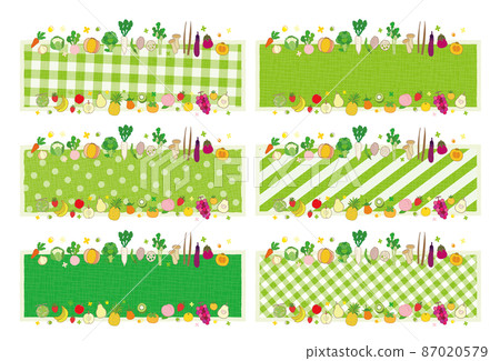 Vegetable and fruit text frame set green Vegetable and fruit text frame set green 87020579