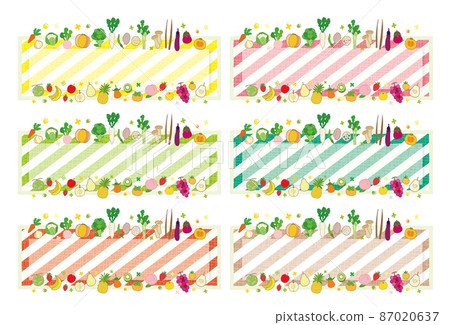 Vegetable and fruit text frame Striped color set Vegetable and fruit text frame Striped color set 87020637