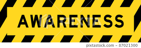 Yellow and black color with line striped label banner with word awareness Yellow and black color with line striped label banner with word awareness 87021300