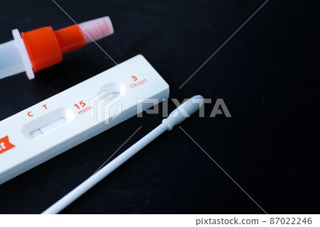 Negative Covid-19 test kit on black background  87022246