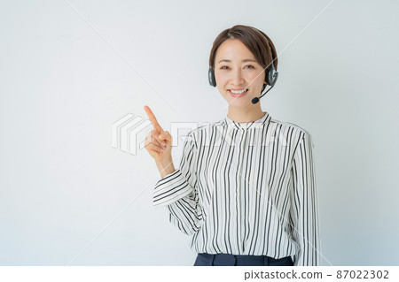 Business headset pointing Business headset pointing 87022302