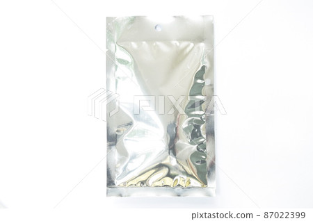 snack or food package aluminum foil mock-up on white background 87022399