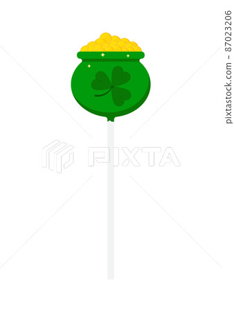 St Patrick cake pop with pot and gold isolated on white background. 87023206