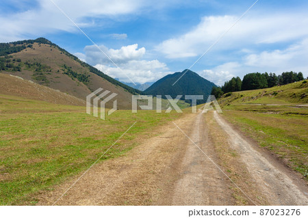 View in Mountains. Road to Shenako village from Diklo in Tusheti region View in Mountains. Road to Shenako village from Diklo in Tusheti region 87023276