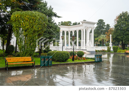 The beautiful colonnade in the seaside Park in the center of Batumi, Georgia 87023303