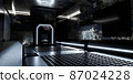 dark futuristic corridor tunnel space station hall basement subground 3d render illustration 87024228