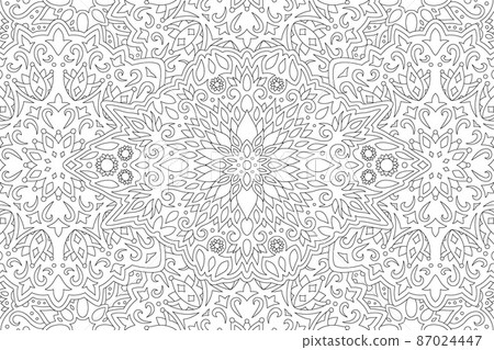 Art for coloring book with ornate floral pattern 87024447