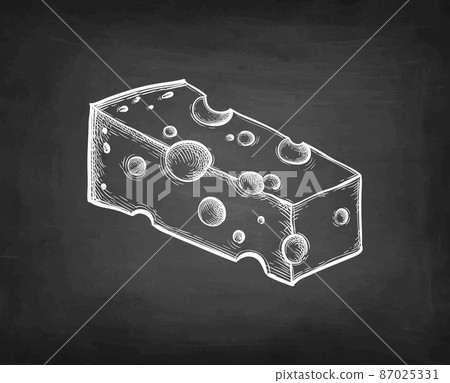 Cheese block chalk sketch. 87025331