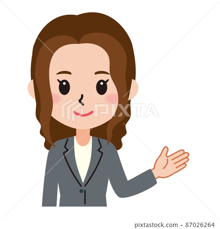 女性插圖 2 / 用手引導右側的矢量 女性插圖 2 / 用手引導右側的矢量 87026264