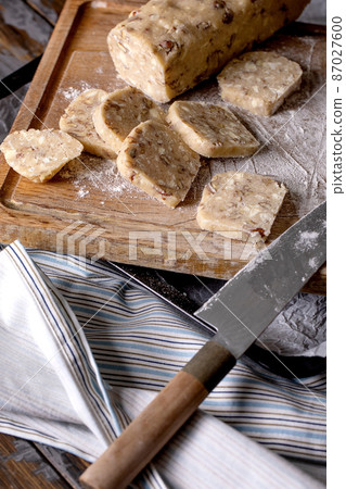 Homemade shortbread dough for sugar cookies with nuts 87027600