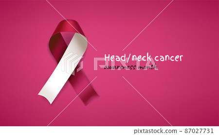 Head and neck cancer awareness month banner. Burgundy and ivory ribbon Head and neck cancer awareness month banner. Burgundy and ivory ribbon 87027731